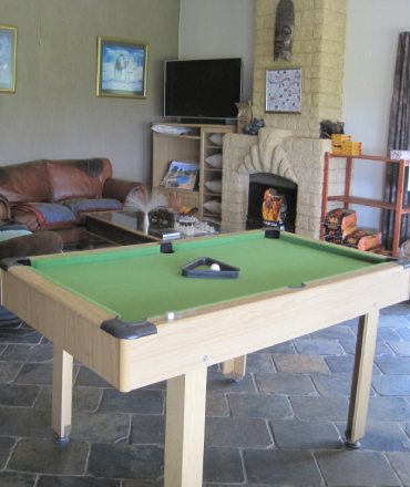 A pool table at the Blue Roan lodge